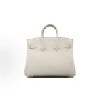 HERMES爱马仕 Birkin 25 金扣 铂金包手提包  女款 8L Beton 冰川白